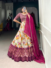 Beautiful Floral And Patola Printed With Foil Work Lehenga Choli