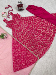 Beautiful Pink Jacquard Silk Gown