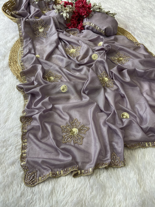 Beautiful Occasions & Party Special Trending Handwork Soft Silk Saree
