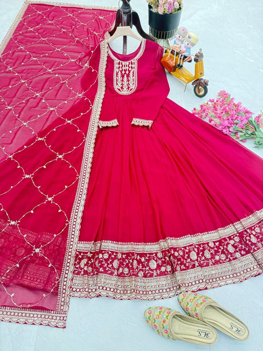 Trending Georgette Embroidery & Sequence Work Gown