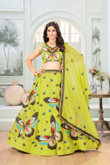 Beautiful Georgette Butterfly Designer Sequins & Treads Embroidery Work Lehenga Choli