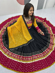 Navratri Special Cotton Embroidery Thread & Sequence Work Lehenga With Stitched Blouse