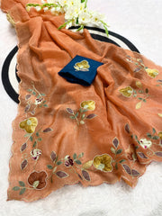 Beautiful Multi Color Patch Work And Handwork Border Saree