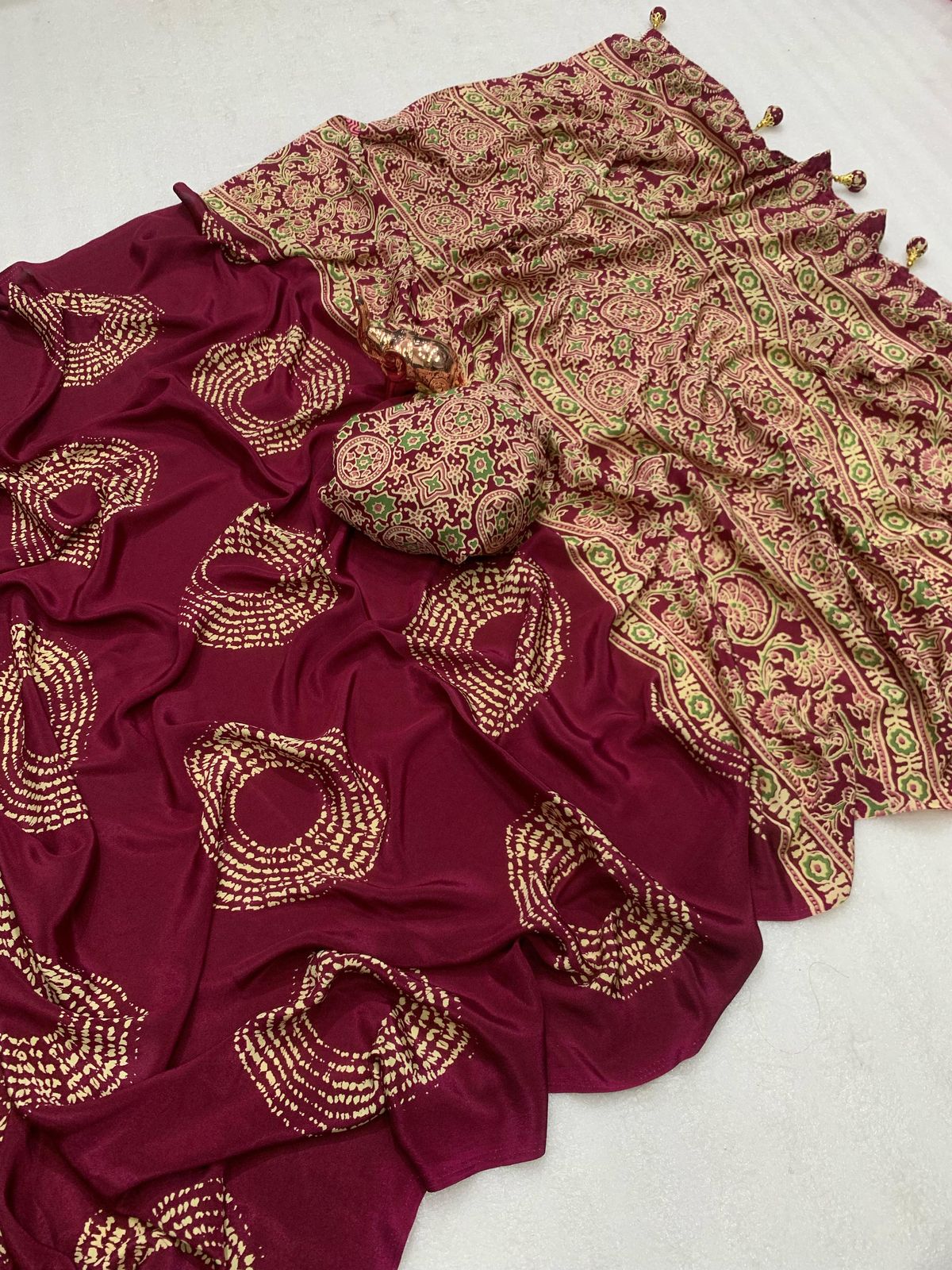 Beautiful Lagdi Pure Satin Silk Saree