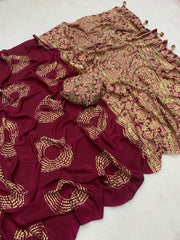 Beautiful Lagdi Pure Satin Silk Saree