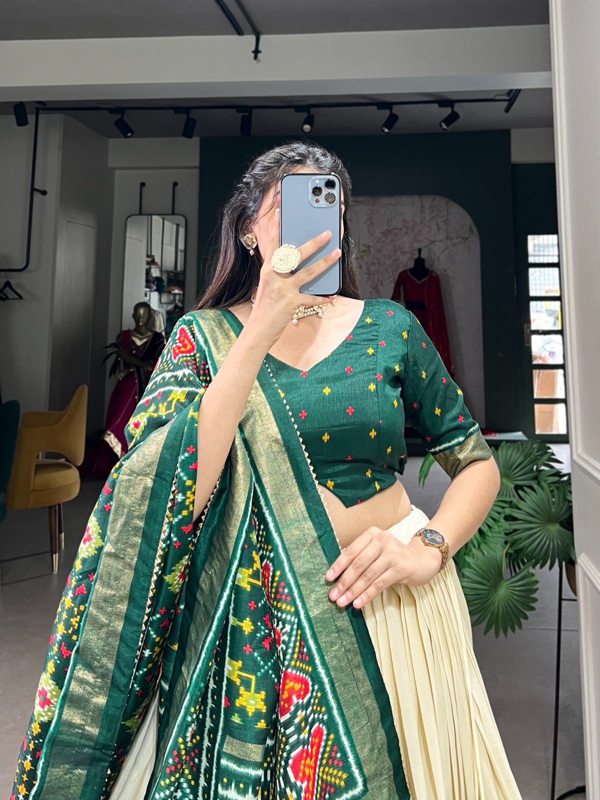 Prettiest Tussar Silk Printed Work Lehenga Choli