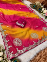 Beautiful  Cotton Kota Doria Heavy C Pallu  Gotafoil Work Saree