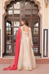 Beautiful Cosmos Weaving Jacquard With Pearl Beads Embroidered Gown