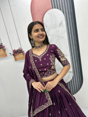 Festive Special Chinon Silk Embroidery Thread Work Lehenga Choli