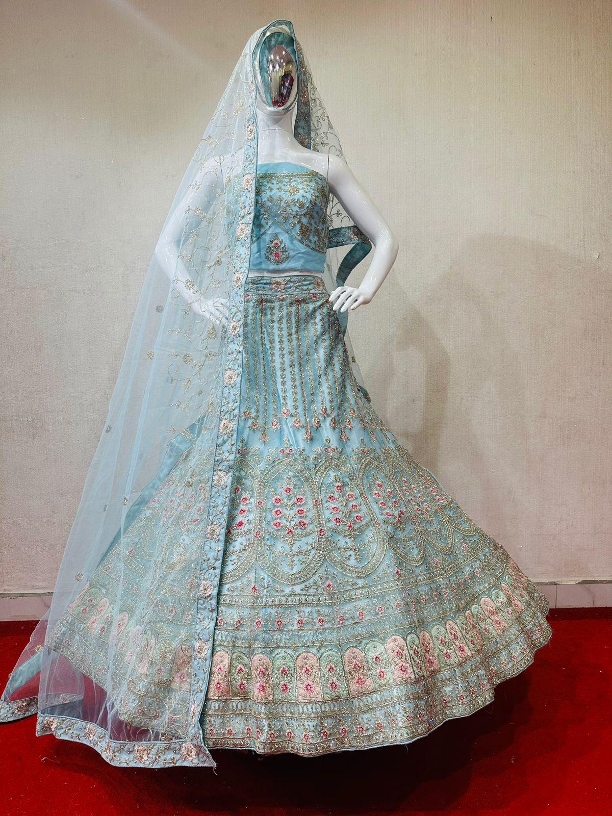 Heavy Multi Work Zarkan Work Bridal Lehenga Choli