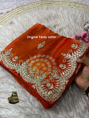 Soft Shine  Space Silk Banjej & Lehriya Print Work Saree
