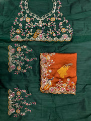 Party-wear Rangoli Silk Codding With Multi Embroidery Work Saree