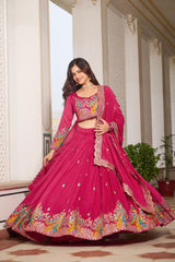 Festival Special Vichitra Silk Embroidery Sequence & Thread Work Lehenga Choli