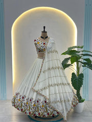 Beautiful Chinon Silk Sequence & Thread Embroidery Work Lehenga Choli