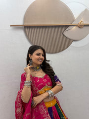 Navratri Special Milky Silk Embroidery Thread & Sequence Work Lehenga With Stitched Blouse