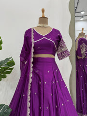 Beautiful Satin Silk Thread With Sequence Work Lehenga Choli