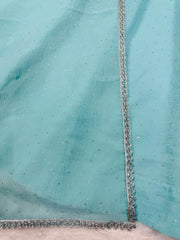Fairy-tale Bluesy Crunch Silk Hot-fixing Work Gown