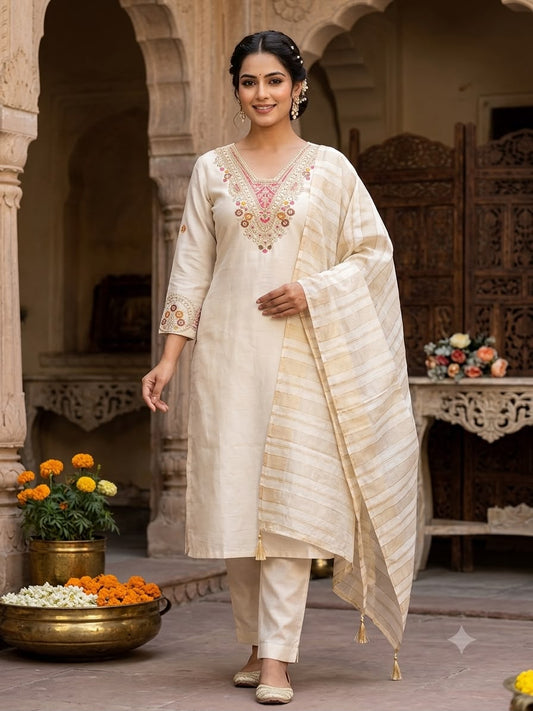 Beautiful Roman Silk Embroidery Sequence Work Salwar suit