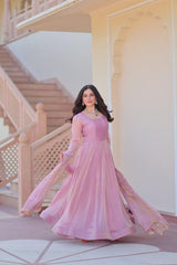 Beautiful Fendy Chiffon Rich Sequence & Zari Embroidered Gown