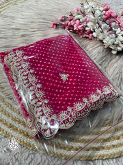 Beautiful Soft Georgette Bandej Printed Work Saree