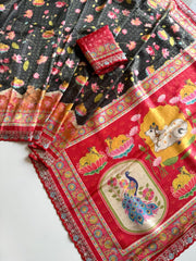 Beautiful Zari Weaving Softy Dola Crepe jacquard Weaving Silk Saree
