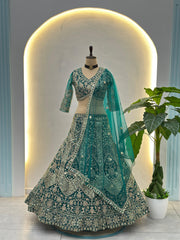 Beautiful Party-wear Butterfly Net Sequence Coding Embroidery Work Lehenga Choli