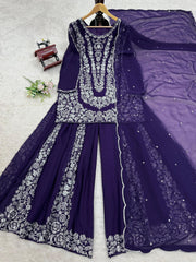 Partywear Designer Georgette Thread With Sequence Work Sharara