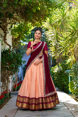 The Perfect Blend Tradition Chex With Zari Weaving Work Lehenga Choli