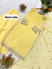 Party-wear Designer Crunchy Silk Sequence Embroidery Work Salwar Suit