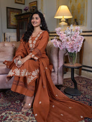 Beautiful Designer Rayon Cotton Embroidery Work Dress