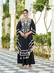 Stylish Charming Rayon Cotton Thread With Real Mirror Work Dress
