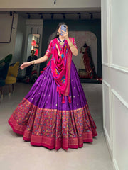 Beauty Of Elegance Tussar Silk Printed With Foil Work Lehenga Choli