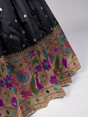 Mesmerizing Black Jacquard Silk Paithani Zari Weaving Work Lehenga Choli