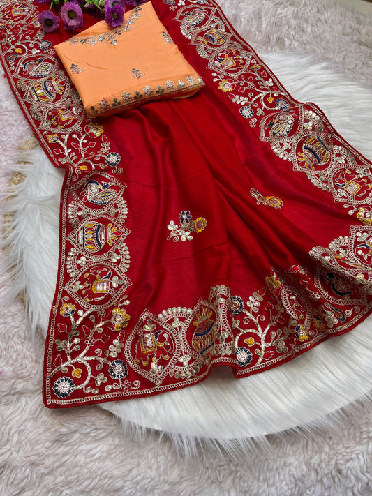 Beautiful Festival Special soft Vichitra Silk Saree