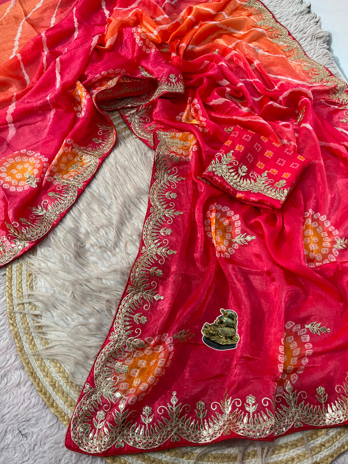 Festival Trending Space Silk Bandhej & Lehriya Printed Saree