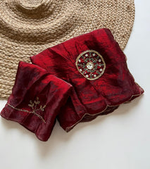 Magic Soft Fendy Silk With Khatli Handwork Butta Designer Saree