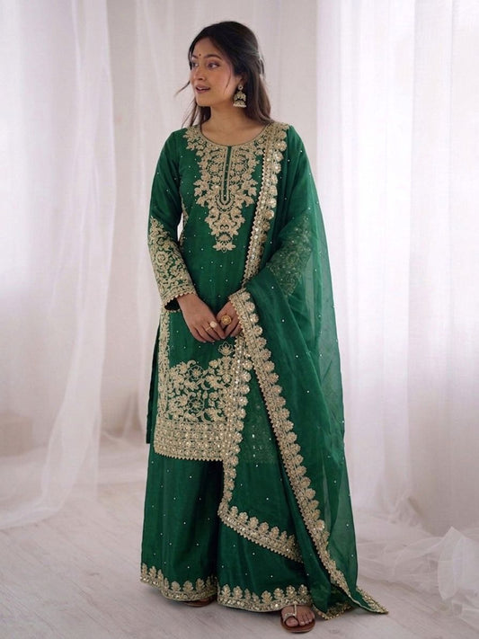 Festive Special Jimmy Silk Embroidery Coding Sequence Work Designer Suit