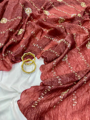 Party-wear Gold Crush Beats Sequence Work Saree