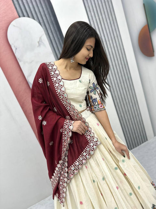 Festival Special Pure Cotton Embroidery Work Lehenga Choli
