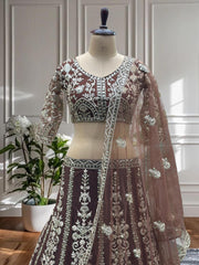 Engagement Special Net Embroidery Sequence Coding Designer Lehenga Choli
