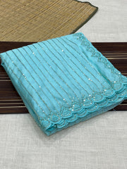 Party-wear Tabby Organza Silk Embroidery Sequence Work Saree