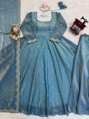 Beautiful Fendy Silk Thread With Sequence Work Gown