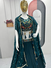 Beautiful Indo Western Fendy Heavy Embroidery Thread & Sequence Work Lehenga
