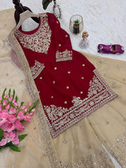 Designer Party-wear Fendy Satin Embroidery Codding & Sequins Work Suit