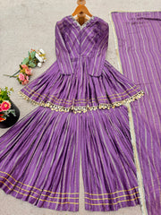 Women’s Rakhi Special Mal Chanderi Real Mirror With Handwork Sharara