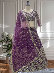 Party-wear Butterfly Sequence & Zari Embroidery Work Lehenga Choli