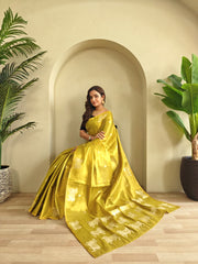 Beautiful Zari Tissue Weaving Tilak Buttis All Over Saree