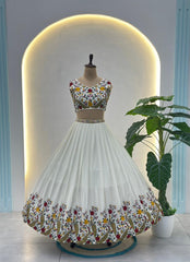 Beautiful Chinon Silk Sequence & Thread Embroidery Work Lehenga Choli