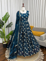Perfect Festive Celebrations Fendy Silk Thread With Sequence Work Gown