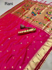 Beautiful Soft Gold Zari Kanchivaram Paithani Silk Saree